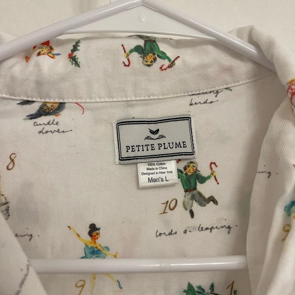Petite Plume 12 Days Of Christmas‎ Mens Pajama Button Up Shirt - Picture 3 of 5